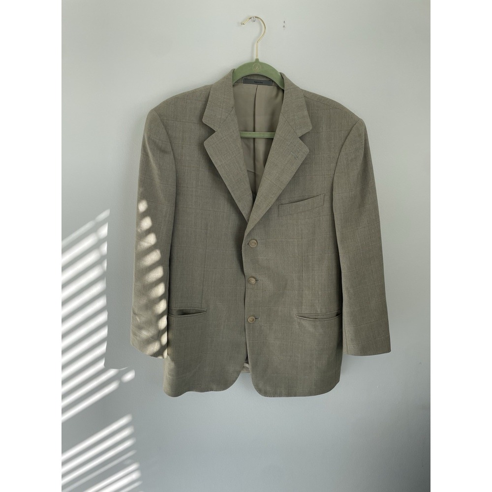 Vintage Ermenegildo‎ Zegna 3 Button Brown Jacket Size 44 100% Wool Made In Italy